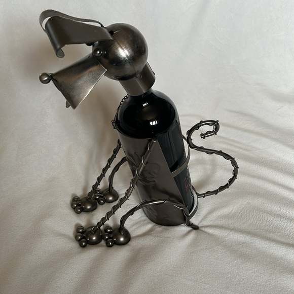 Metal Sculpture Wine Bottle Holder / Steampunk - Picture 4 of 12